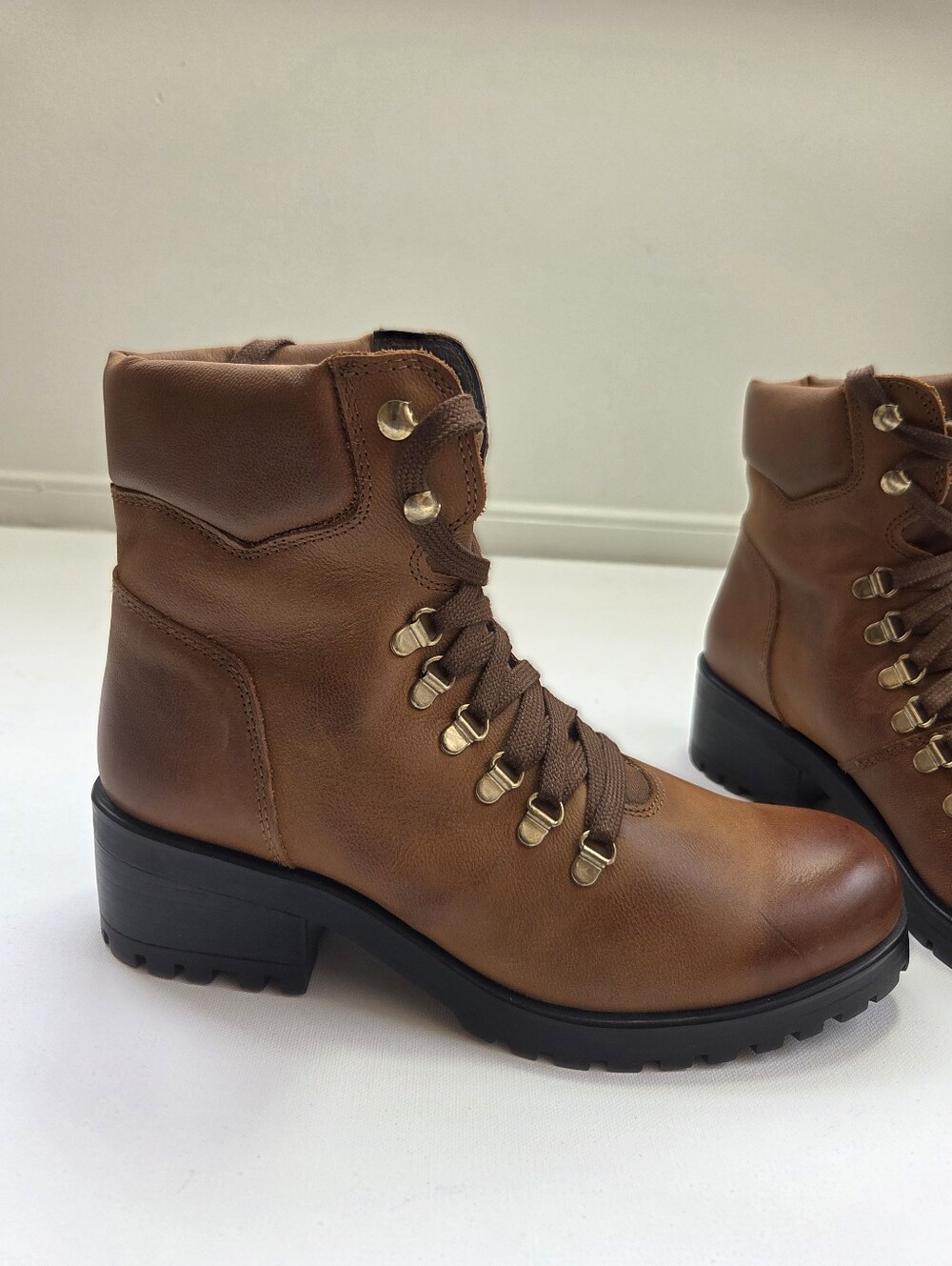 Steve Madden CALWAY Leather Lug Sole Hiker Combat Boots Brown Womens 11 - Picture 8 of 16